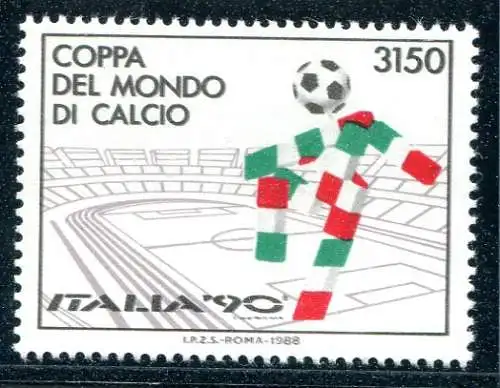 Fußball Italien '90 Lire 3.150 Sorten Druck von Schwarz bewegt