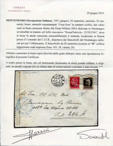 Montenegro Occ. Italienisch - Imperial Aufdruck auf Umschlag