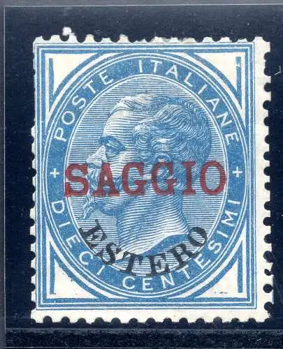 Levante Italiano-Vitt.Emanuele II Cent.10 hellblau Handaufdruck Saggio