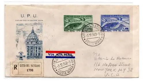 U.P.U. Luftpost Nr. 18/19 Serie auf FDC abgebildet für die USA