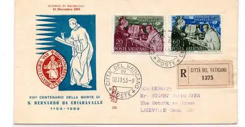 1953 S. Bernardo Chiaravalle auf FDC Venetia Racc. für Frankreich