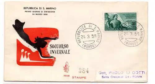 1956 Winterhilfe Nr. 438 auf FDC Venedig gereist