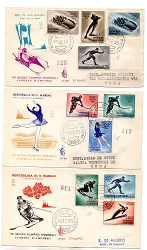 1956 Vorhang Nr. 428/436 + P.A. Serie auf drei FDC Venetia nach Rom