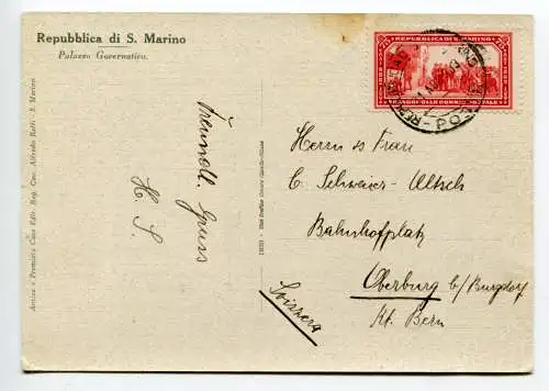 Garibaldi Cent. 75 Nr. 172 isoliert auf Postkarte für die Schweiz