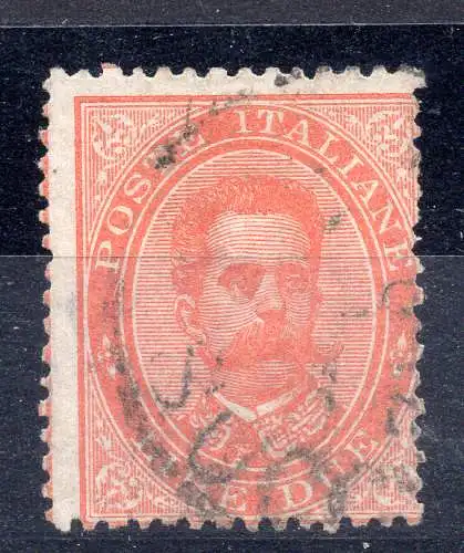 Umberto I. Lire 2 Zinnober Nr. 43 sehr gut gebraucht Ann. Original