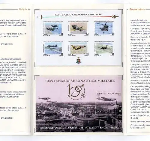 Centenario Aeronautica militare 2023 Zettel - Philatelistisches Bulletin Auflage 500