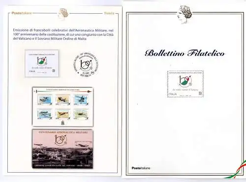 Centenario Aeronautica militare 2023 Zettel - Philatelistisches Bulletin Auflage 500