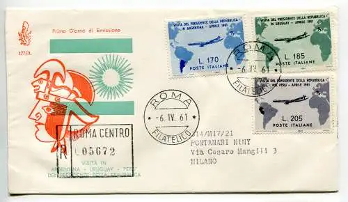 Italien FDC Venetia 1961 Gronchi gereist Racc. für Italien