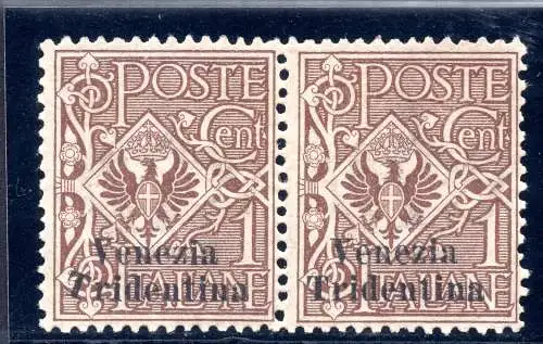 Trentino - Cent. 1 n. 19d Sorte T rechts schräg - MNH