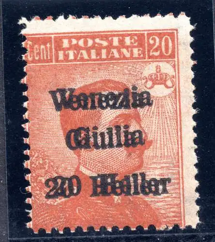 Venezia Giulia - 20 Heller auf C. 20 n. 31b Doppelaufdruck - MNH