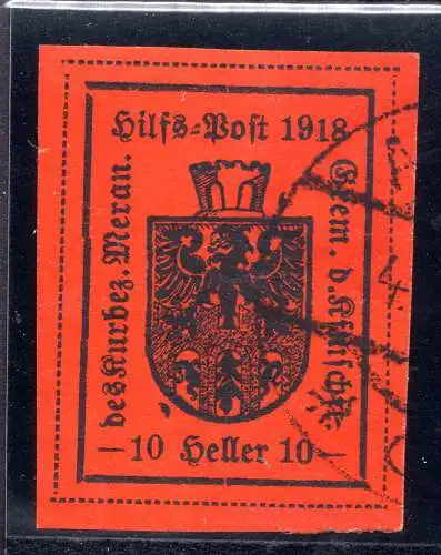 Meran Wappen 10 Heller orange IV. Typ Nr. 12 signiert