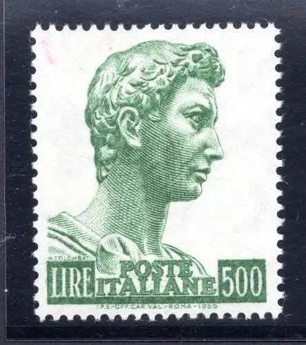 San Giorgio di Donatello Lire 500 dent. 14 x 13,1/4 fluoreszierend