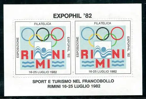 Sport und Tourismus in der Briefmarke - Rimini 1982