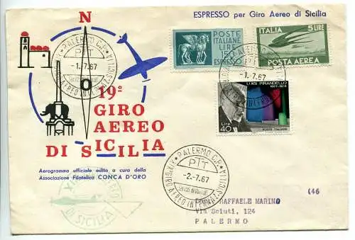 XIX. Giro Aereo di Sicilia - Aerogramma dell'Ass. philatelistisch