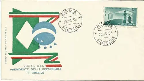 Amicizia Italo Brasiliana Nr. 837 auf Umschlag FDC Venetia Club Venedig