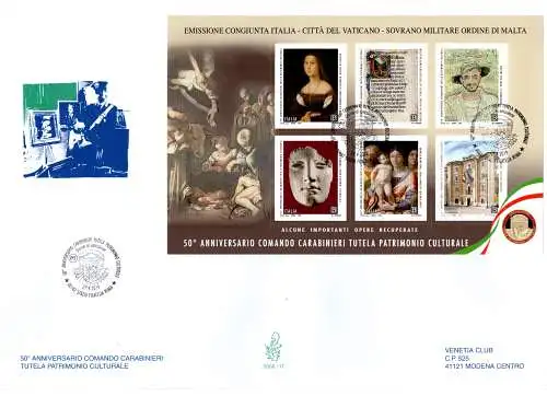 Carabinieri Denkmalschutz Zettel Nr. 110 auf Umschlag FDC Venetia