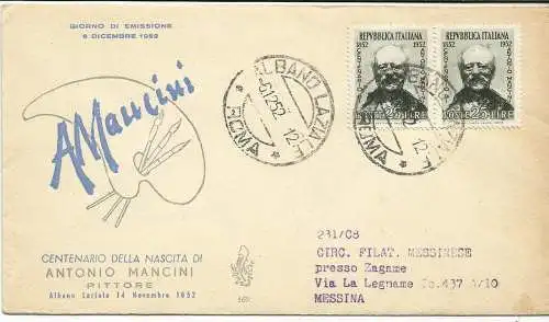 Mancini Nr. 703 Paar auf Umschlag FDC Venetia Club Venezia