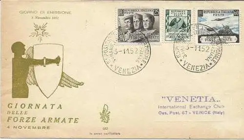 Streitkräfte Nr. 699/701 auf Umschlag FDC Venetia Club Venezia