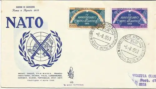 Atlantikpakt auf Umschlag FDC Venetia Club Venezia