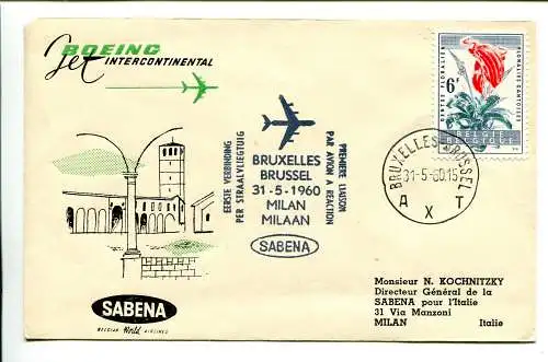 Erstflug Sabena Brüssel-Mailand am 31.5.60