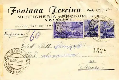 Espresso Lire 35 Risorgimento auf Postkarte aus Volterra