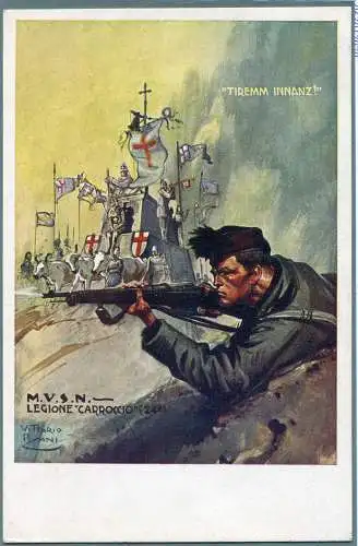 M.V.S.N. Legion Carroccio Postkarte gezeichnet von Vittorio Pisani