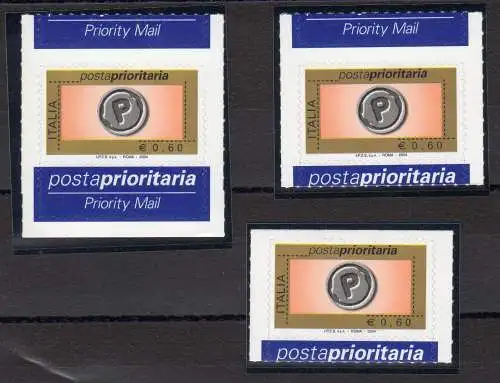 Priority Post 2004 Euro 0,60 - Drei verschiedene Sorten