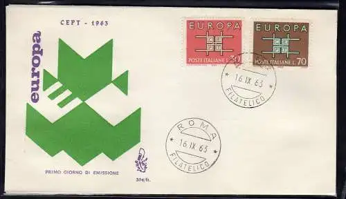 Italien FDC Venetia 1963 Europa nicht gereist