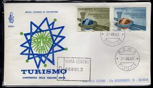 Italien FDC Venetia 1963 Konferenz Tourismus gereist Racc. für Italien