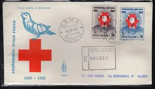 Italien FDC Venetia 1963 Rotes Kreuz gereist Racc. für Italien