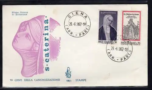 Italien FDC Venetia 1962 Santa Caterina nicht gereist