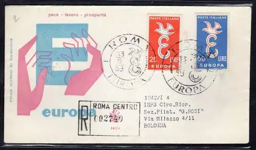 Italien FDC Venetia 1958 Europa '58 gereist Racc. für Italien