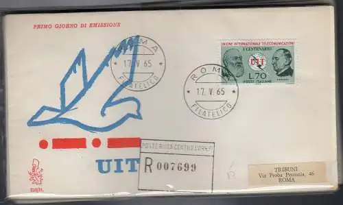 Italia FDC Venetia 1965 U.I.T. gereist Racc. für Italien