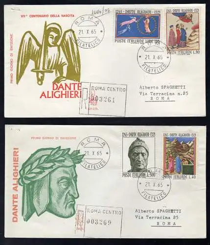 Italien FDC Venetia 1965 Dante Alighieri reiste Racc. für Italien