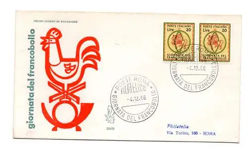 Italia FDC Venetia 1966 Gior. del Franc. Paar nach Italien gereist