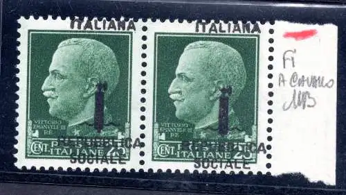 Cent. 25 n. 491pia Italienische Sorte oben rechts - MNH