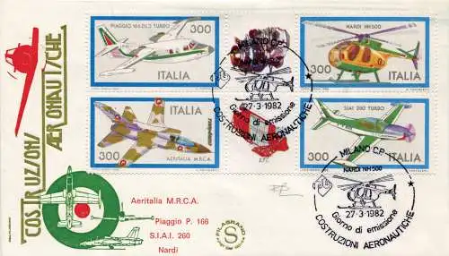 Constructions Aeronautique '82 Sorten auf FDC Umschlag