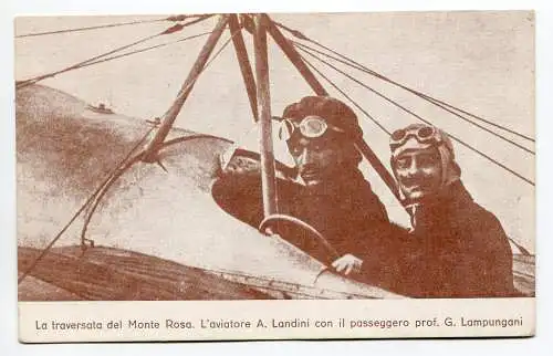 1914 Überquerung des Monte Rosa - Fliegerkarte Landini und Lampungani