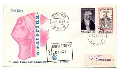 Italien FDC Venetia 1962 Santa Caterina voyata Racc. für Italien