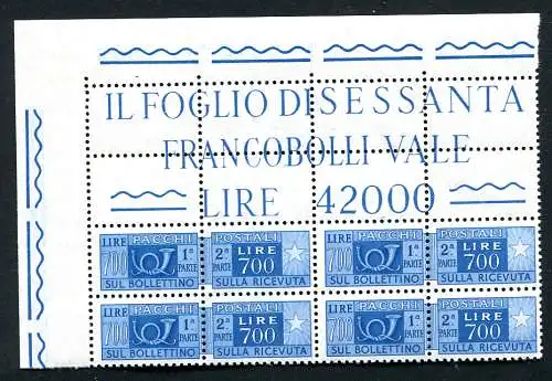 Postpakete l. 700 Sterne IV Block mit Lochwinkel