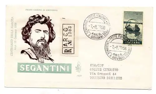 Italien FDC Venetia 1958 Segantini voyata Racc. für Italien