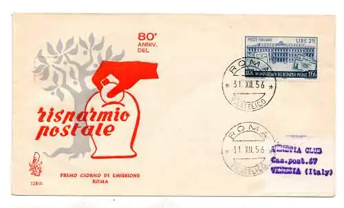 Italien FDC Venetia 1956 Postersparnis nicht gereist