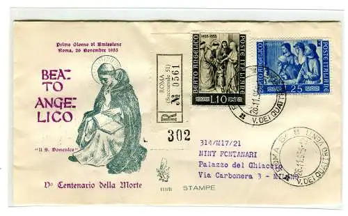 Italien FDC Venetia 1955 Beato Angelico voyata Racc. für Italien