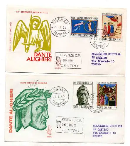 Italien FDC Venetia 1965 Dante voyata Racc. für Italien