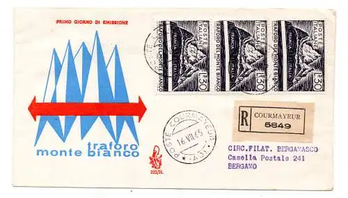 Italien FDC Venetia 1965 Monte Bianco Reisestreifen Racc. Italia