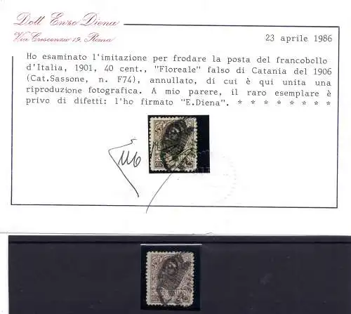 Floreale Cent. 40 Falso di Catania Nr. F 74 wunderschönes Exemplar