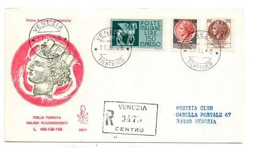 Italien FDC Venetia 1968 Siracusana + Espresso voyata Racc. für Italien 821