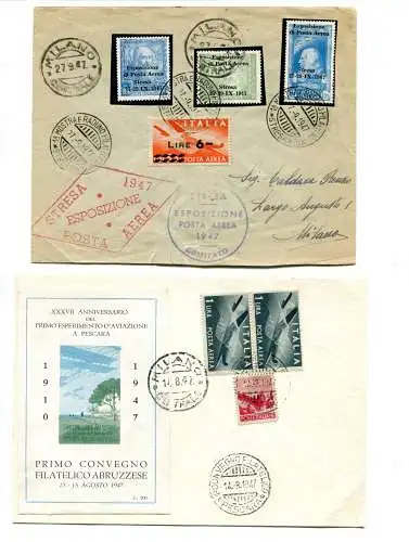 Luftfahrt 1947/1948 - Lot von sechs frankierten Umschlägen mit Erinnophilen