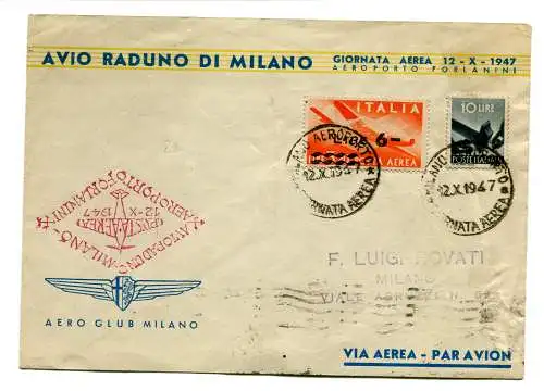 Mailand/Mailand vom 12.10.47 - Umschlag des Aero Clubs für Kundgebung