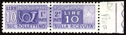 Postpakete l. 10 filigrane Sterne II geneigt zu 65. Rechts